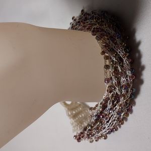 Hand Made Crochet Iridescent Beaded Bracelet
